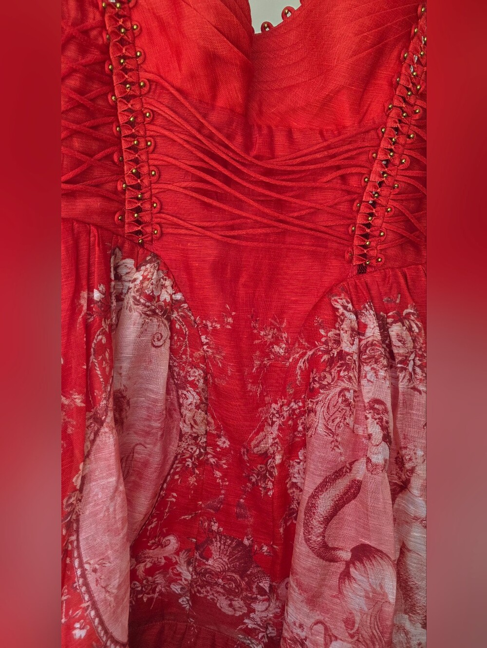 Zimmermann Red Corset Mini Dress | NWOT | Pristine | US 4 - Picture 5 of 9